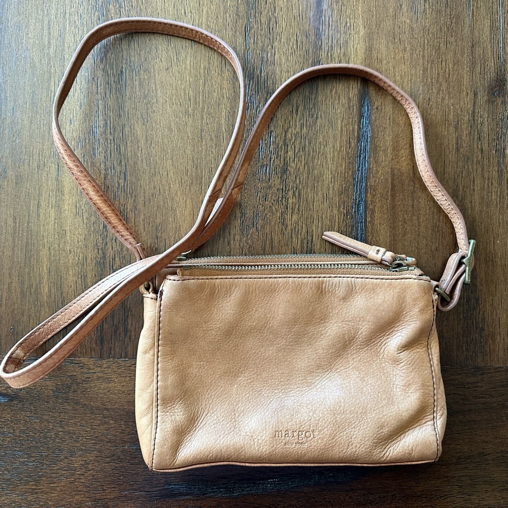Margot Beige Tan/ Camel Leather Clutch